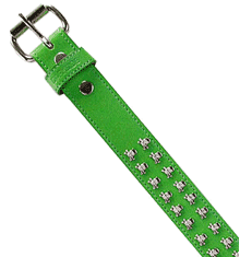 GREEN WITH SKULL STUDS